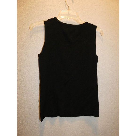 Women's Black Tank Top with Blue Beading, Large - Picture 3 of 4